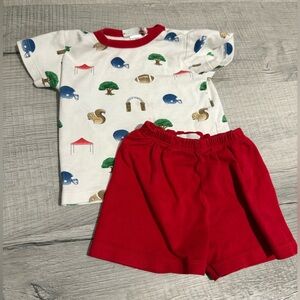 Baby Ole Miss Grove Squirrel Print T-Shirt and Red Shorts (or pj) Set cotton 18m